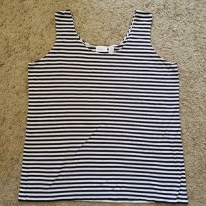 Chico's Microfiber Tank Black White Stripe Sz 3 16